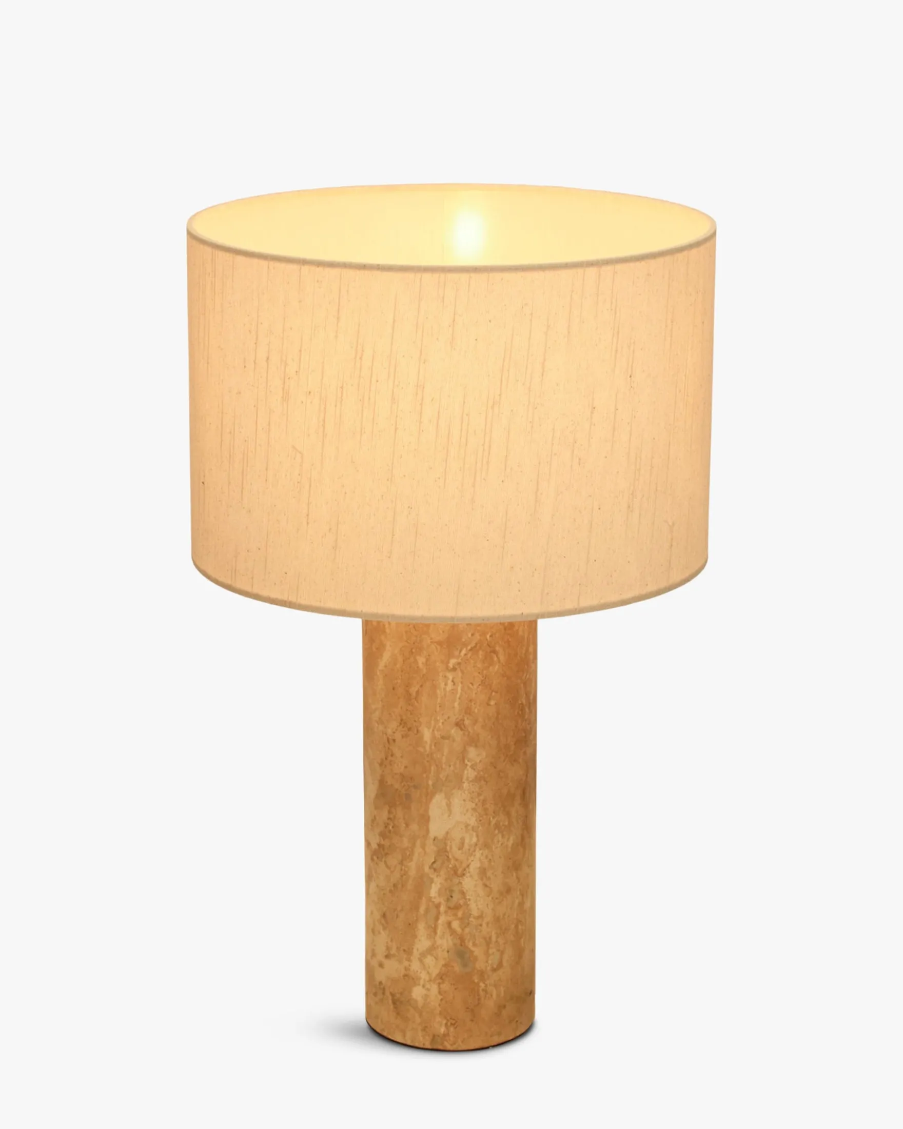 Lampe de table, Abat-jour lin & travertin naturel, H50 Gaia