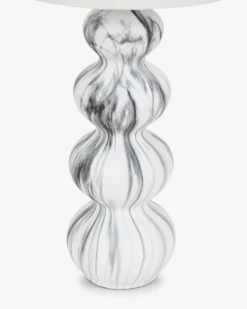 Lampe de table, Céramique blanche & Lin blanc, H65 Nebula