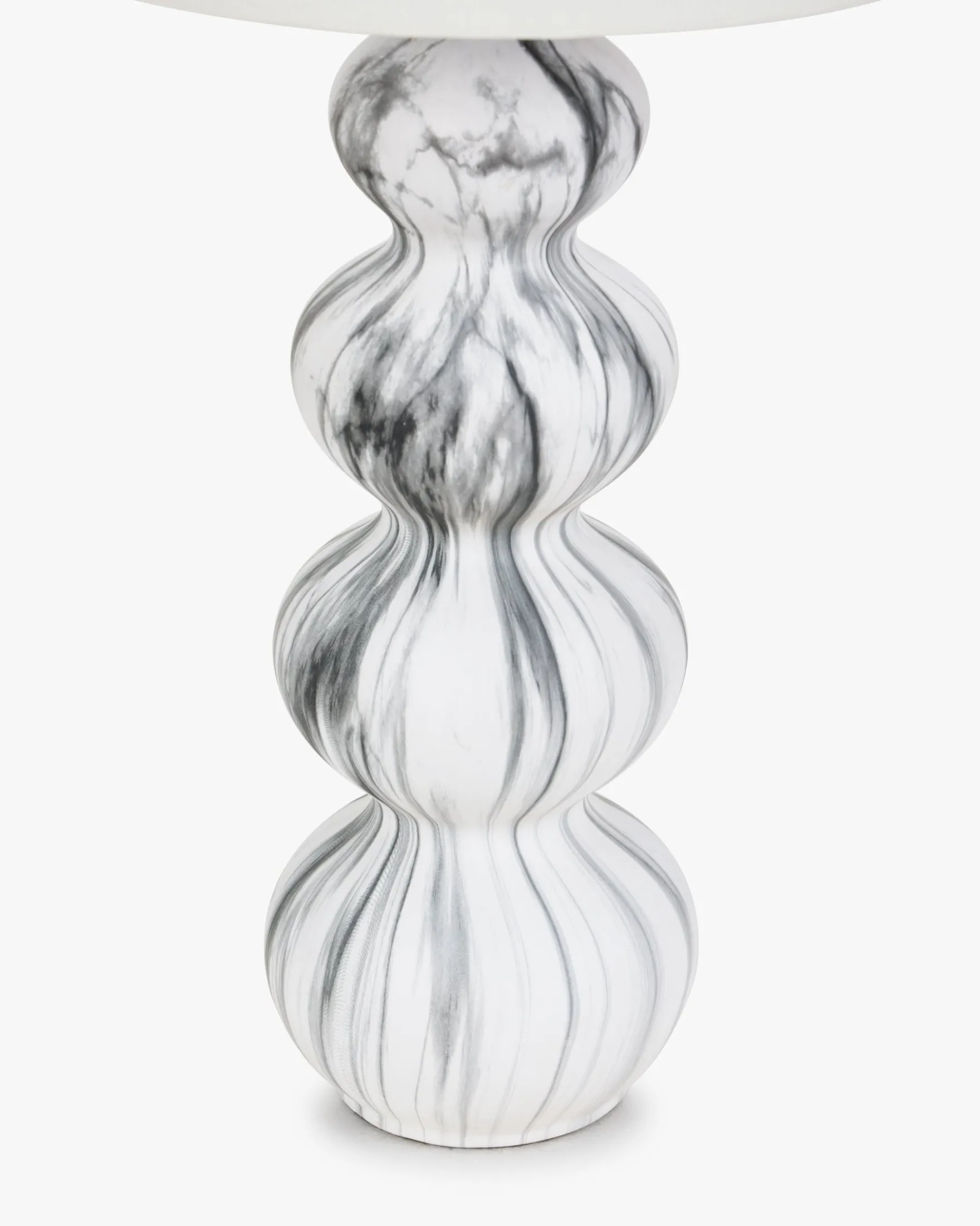 Lampe de table, Céramique blanche & Lin blanc, H65 Nebula