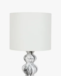 Lampe de table, Céramique blanche & Lin blanc, H65 Nebula