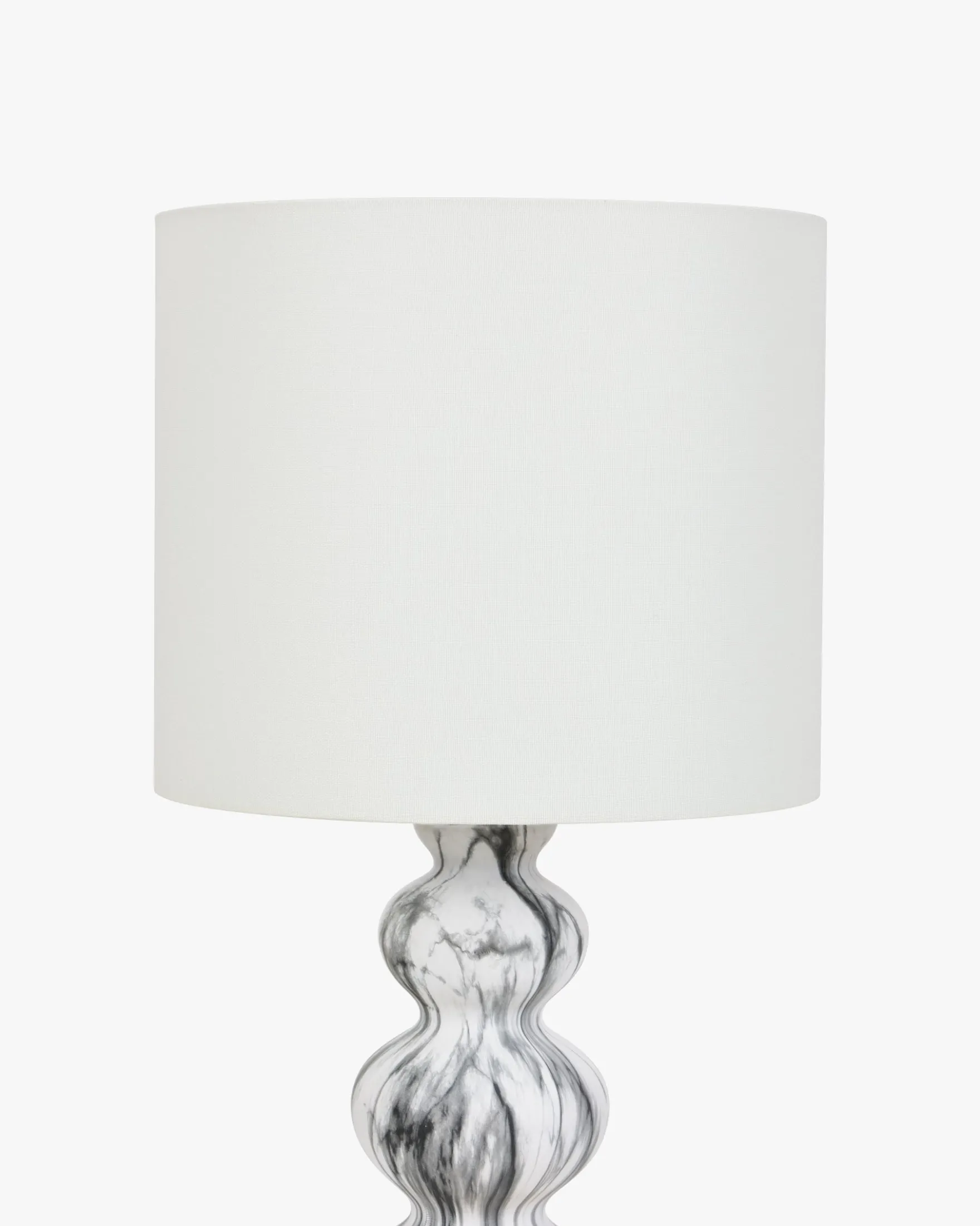 Lampe de table, Céramique blanche & Lin blanc, H65 Nebula