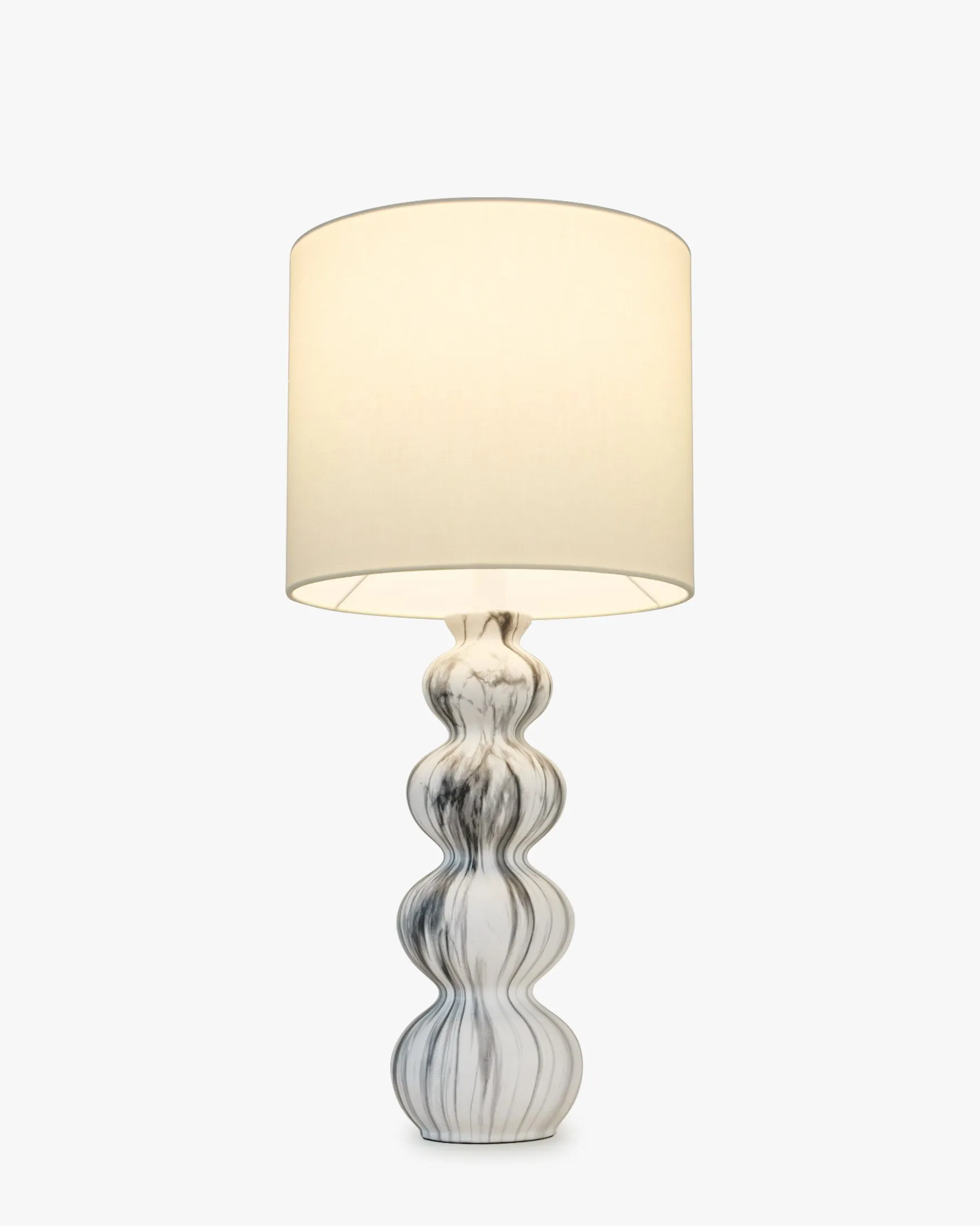 Lampe de table, Céramique blanche & Lin blanc, H65 Nebula