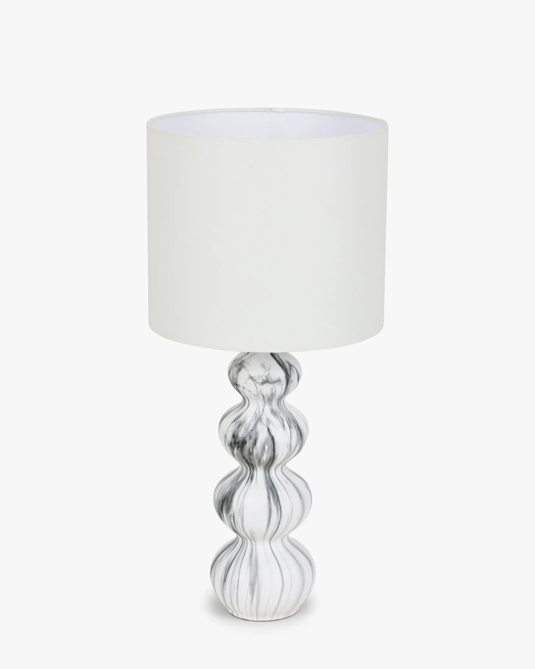 Lampe de table, Céramique blanche & Lin blanc, H65 Nebula