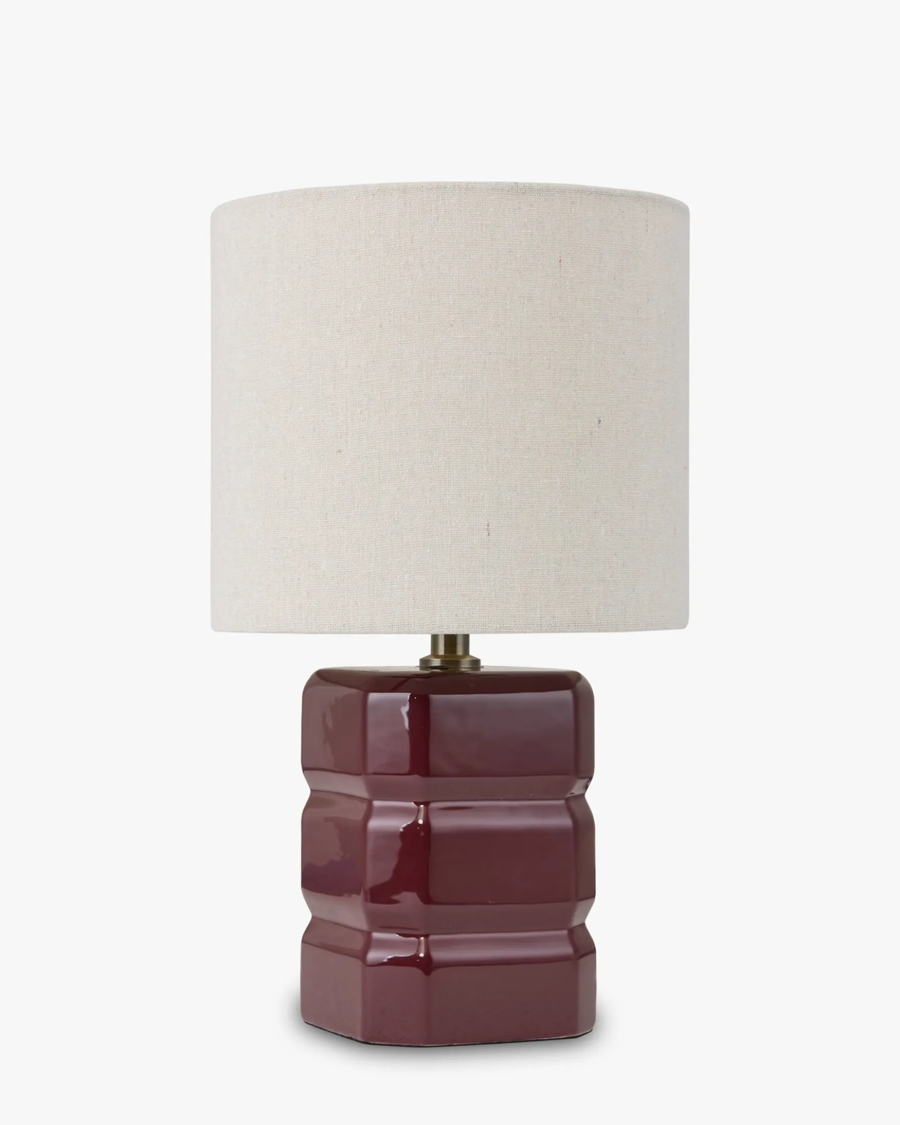 Lampe de table, Céramique bordeaux & Tissu crème, H40 Anya