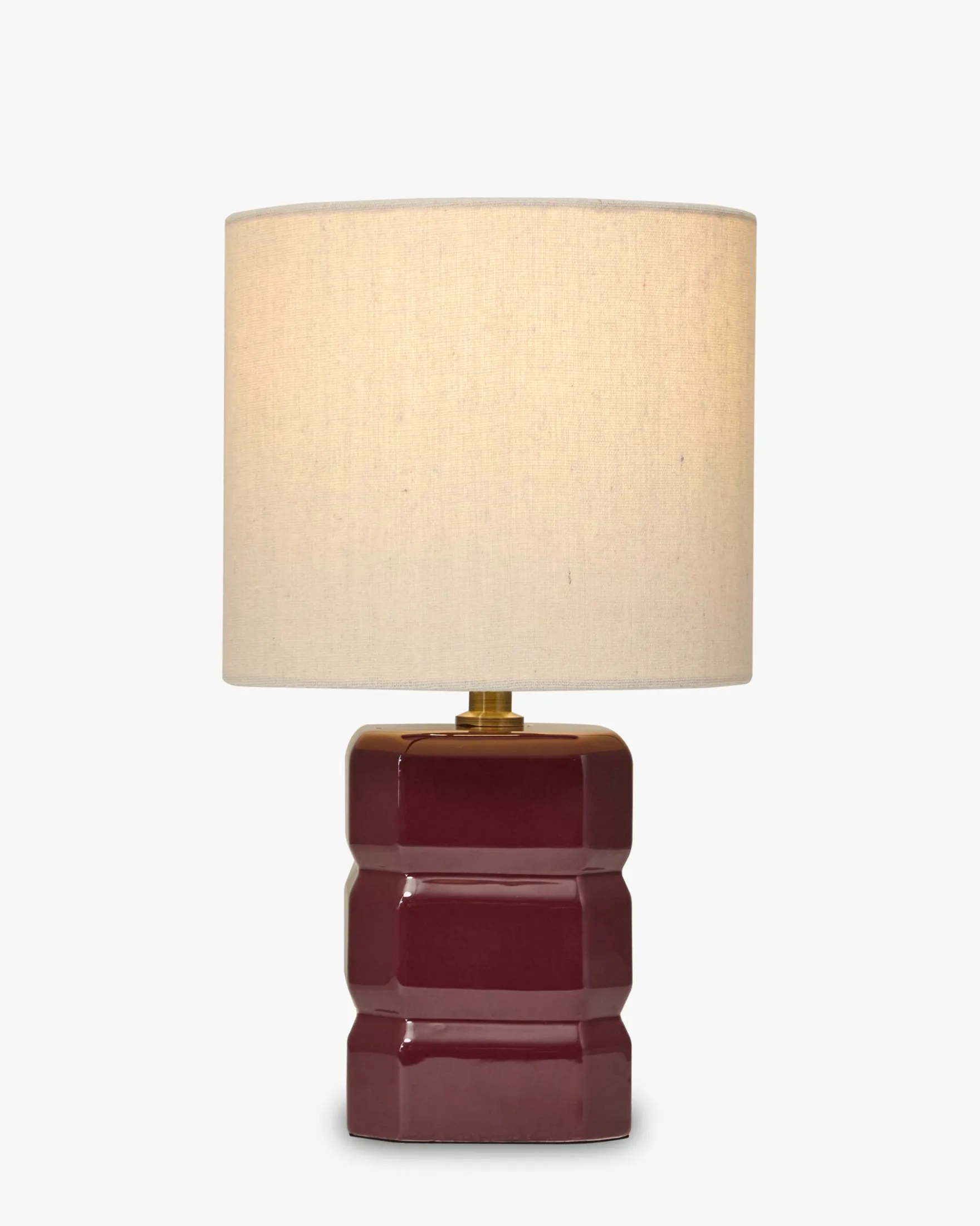 Lampe de table, Céramique bordeaux & Tissu crème, H40 Anya