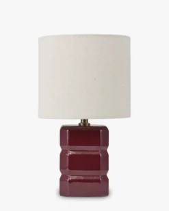 Lampe de table, Céramique bordeaux & Tissu crème, H40 Anya