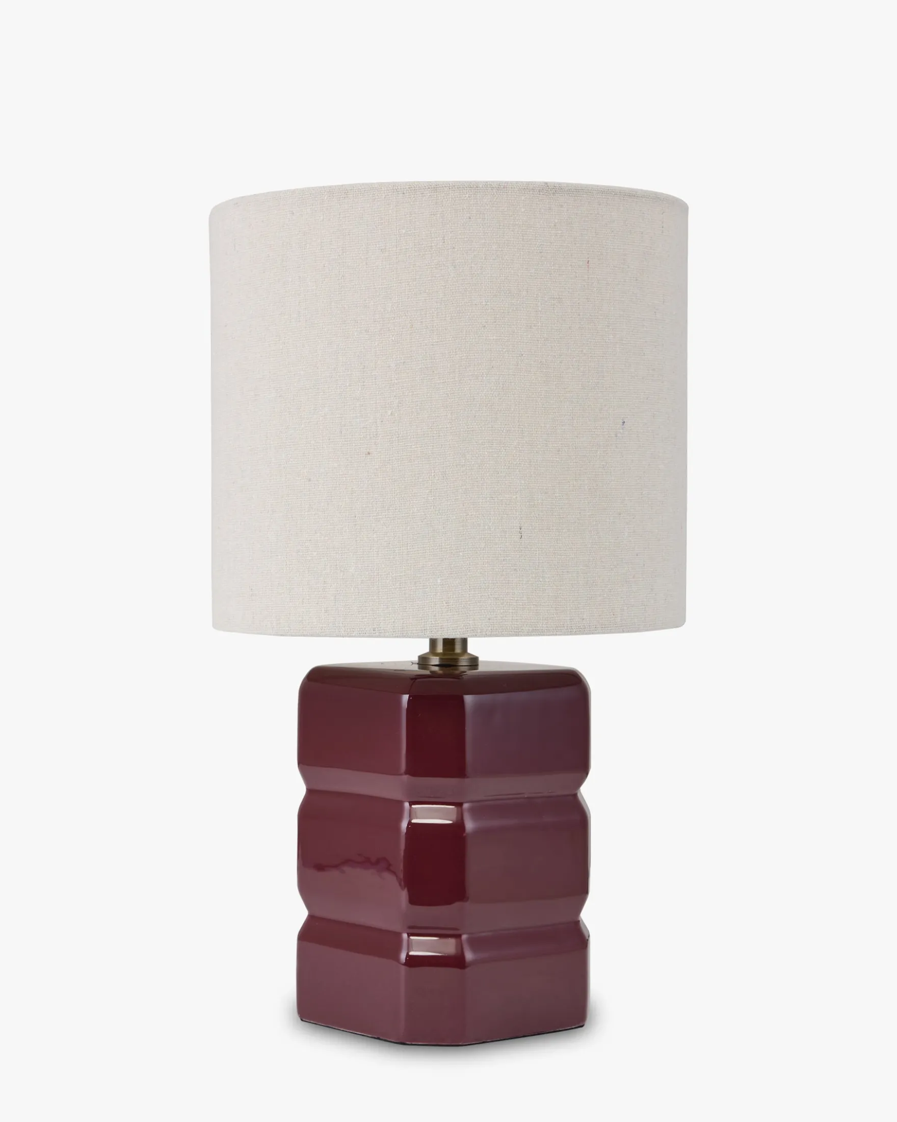 Lampe de table, Céramique bordeaux & Tissu crème, H40 Anya