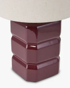 Lampe de table, Céramique bordeaux & Tissu crème, H40 Anya