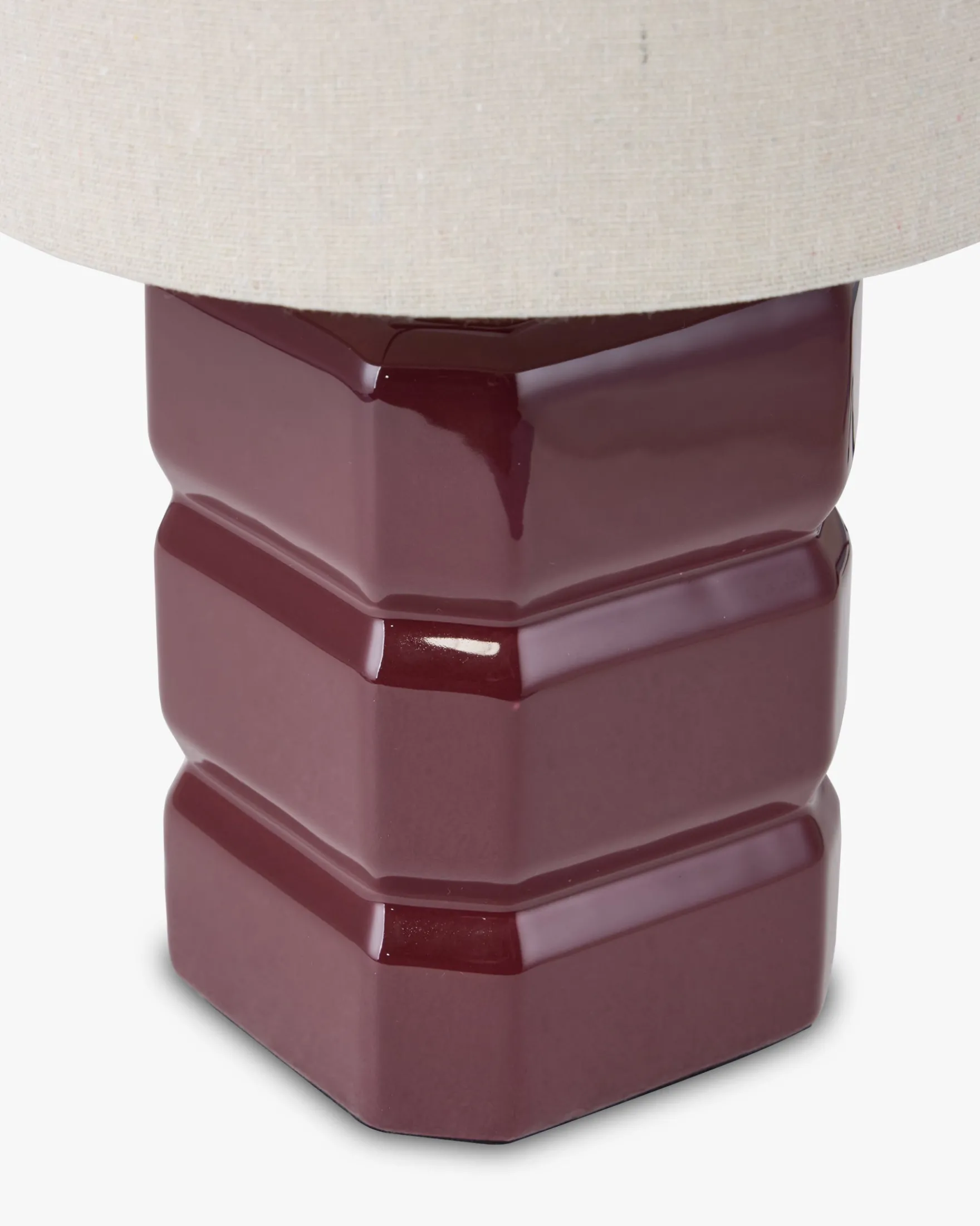Lampe de table, Céramique bordeaux & Tissu crème, H40 Anya