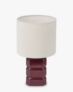 Lampe de table, Céramique bordeaux & Tissu crème, H40 Anya