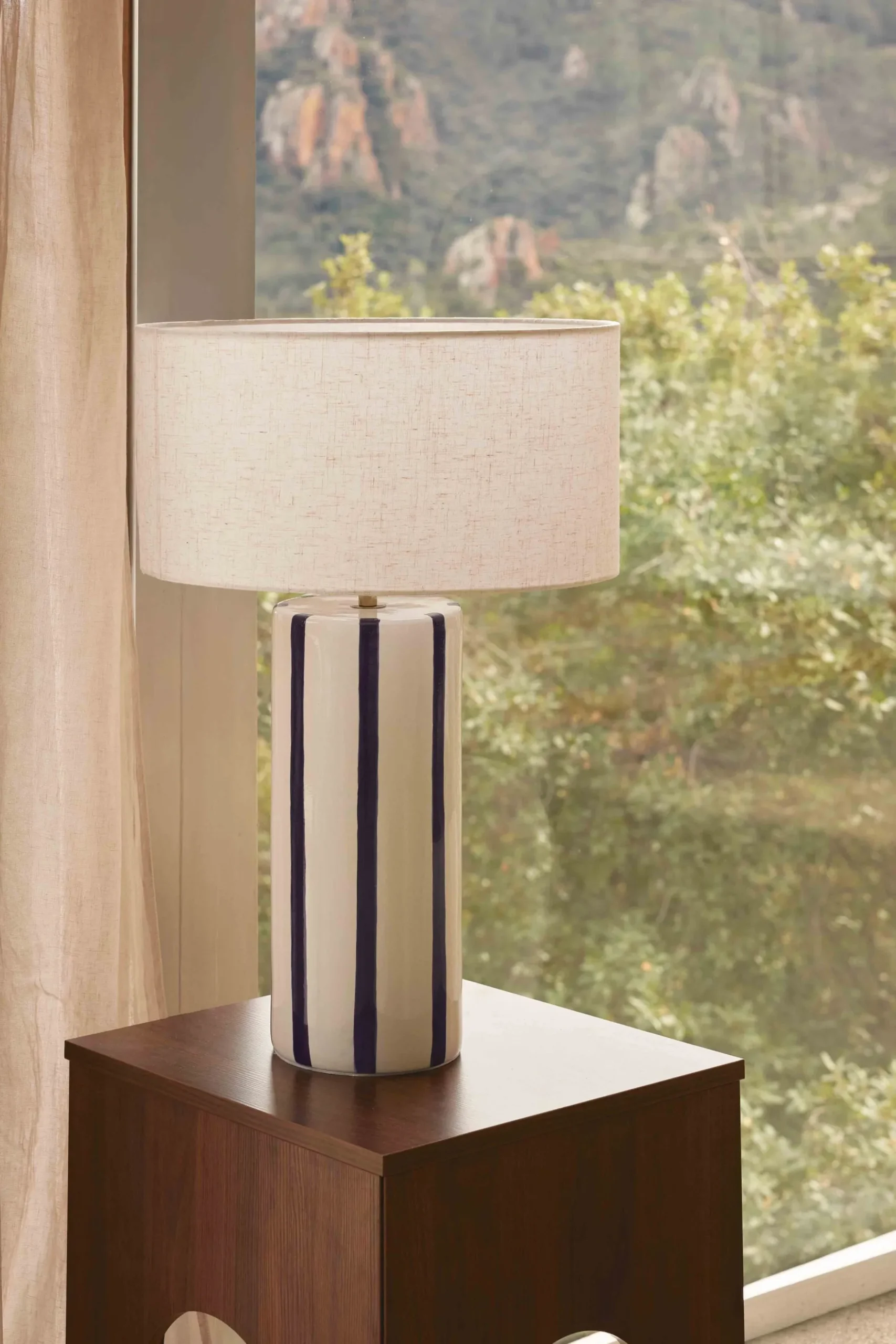 Lampe de table, Céramique peinte à la main, H58 Zhoe