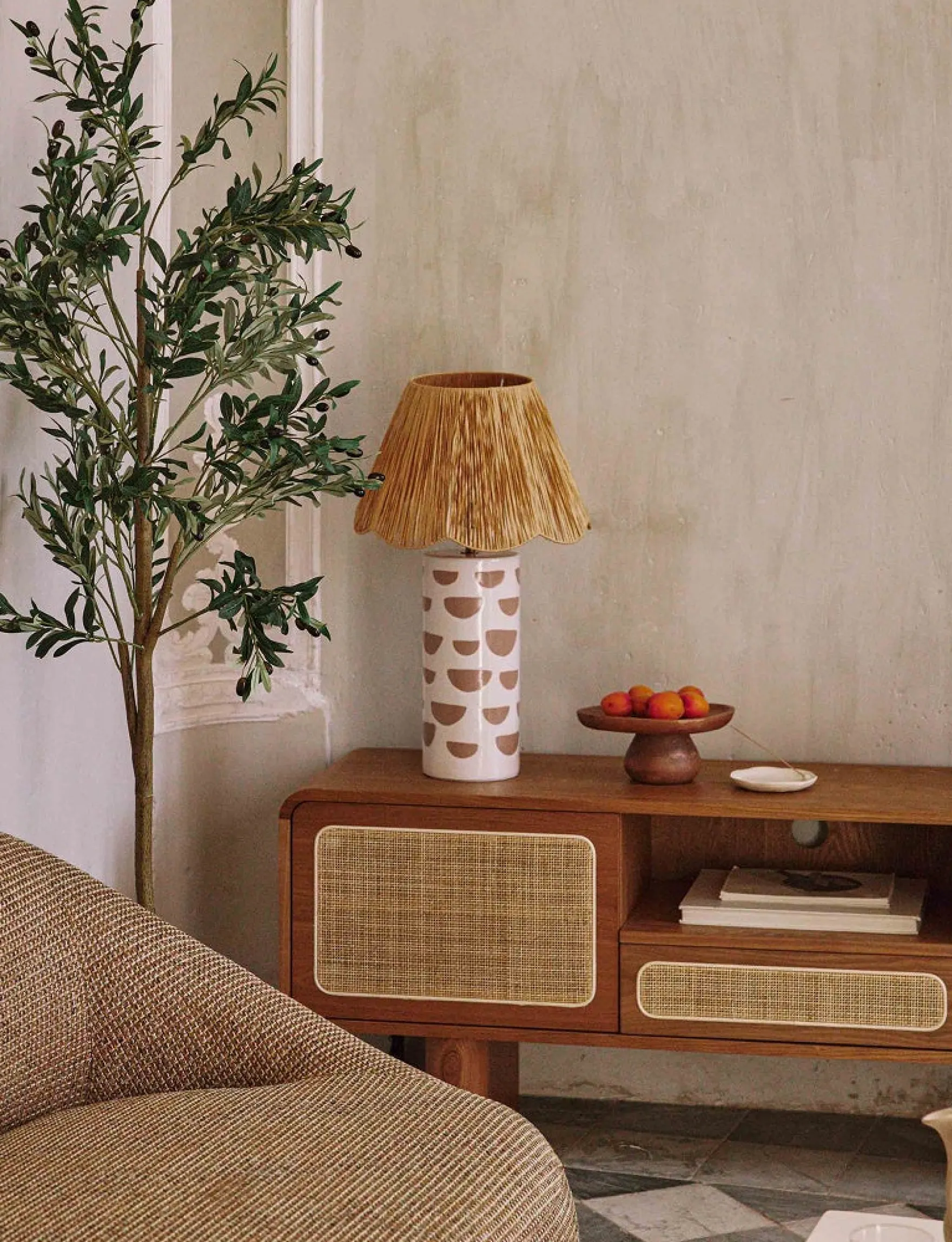Lampe de table, Céramique peinte à la main, H64 Mara