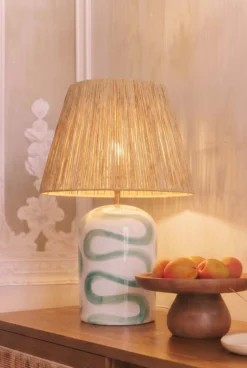 Lampe de table, Céramique peinte à la main, H56 Savannah