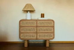 Lampe de table, Céramique & Rafia, H43 Katarina