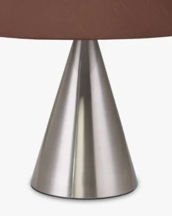 Lampe de table, Fer chromé effet brossé & Tissu marron, H38 Khone