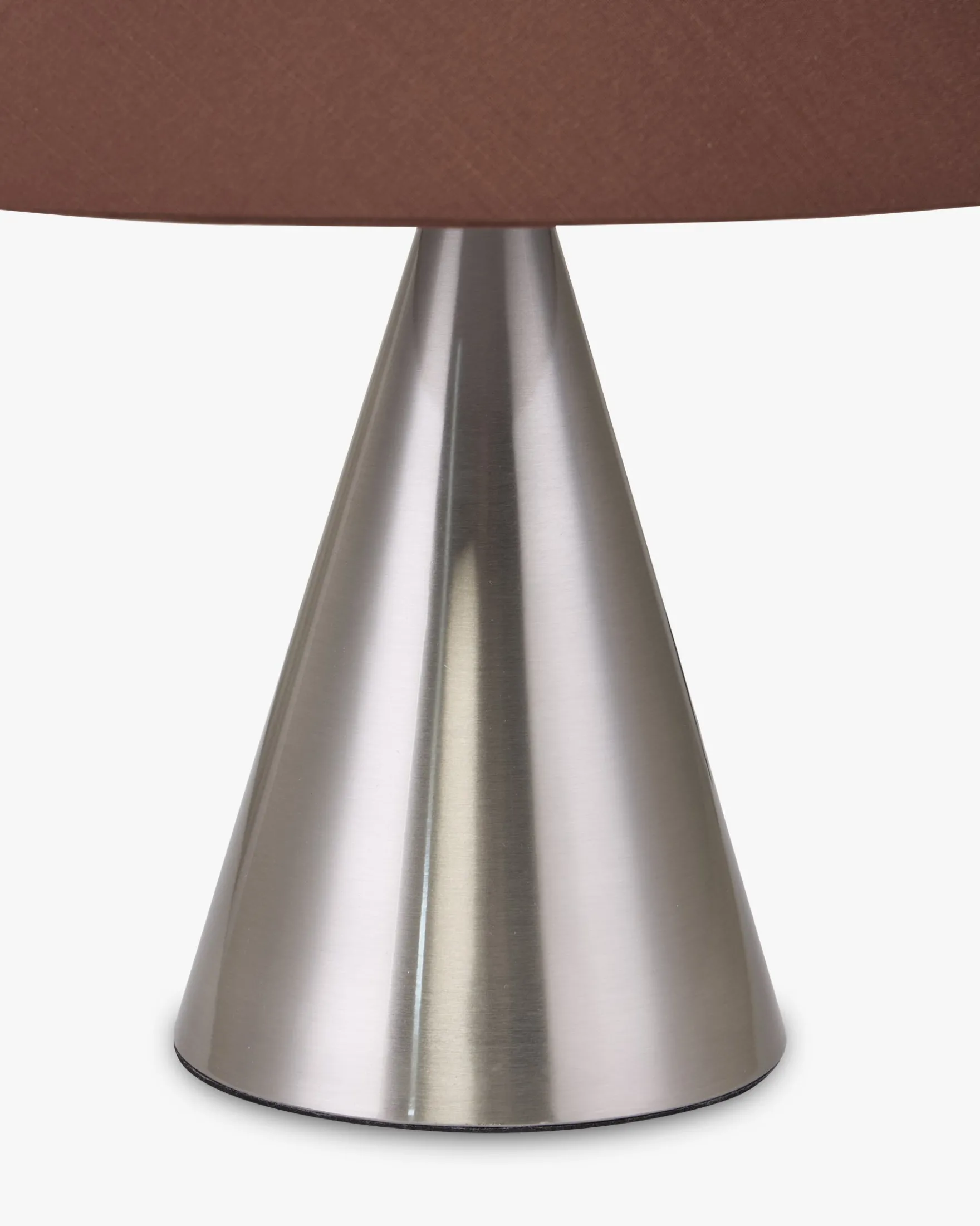 Lampe de table, Fer chromé effet brossé & Tissu marron, H38 Khone