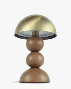 Lampe de table indoor/outdoor, Laiton brossé & bois noyer, H20 Gigi