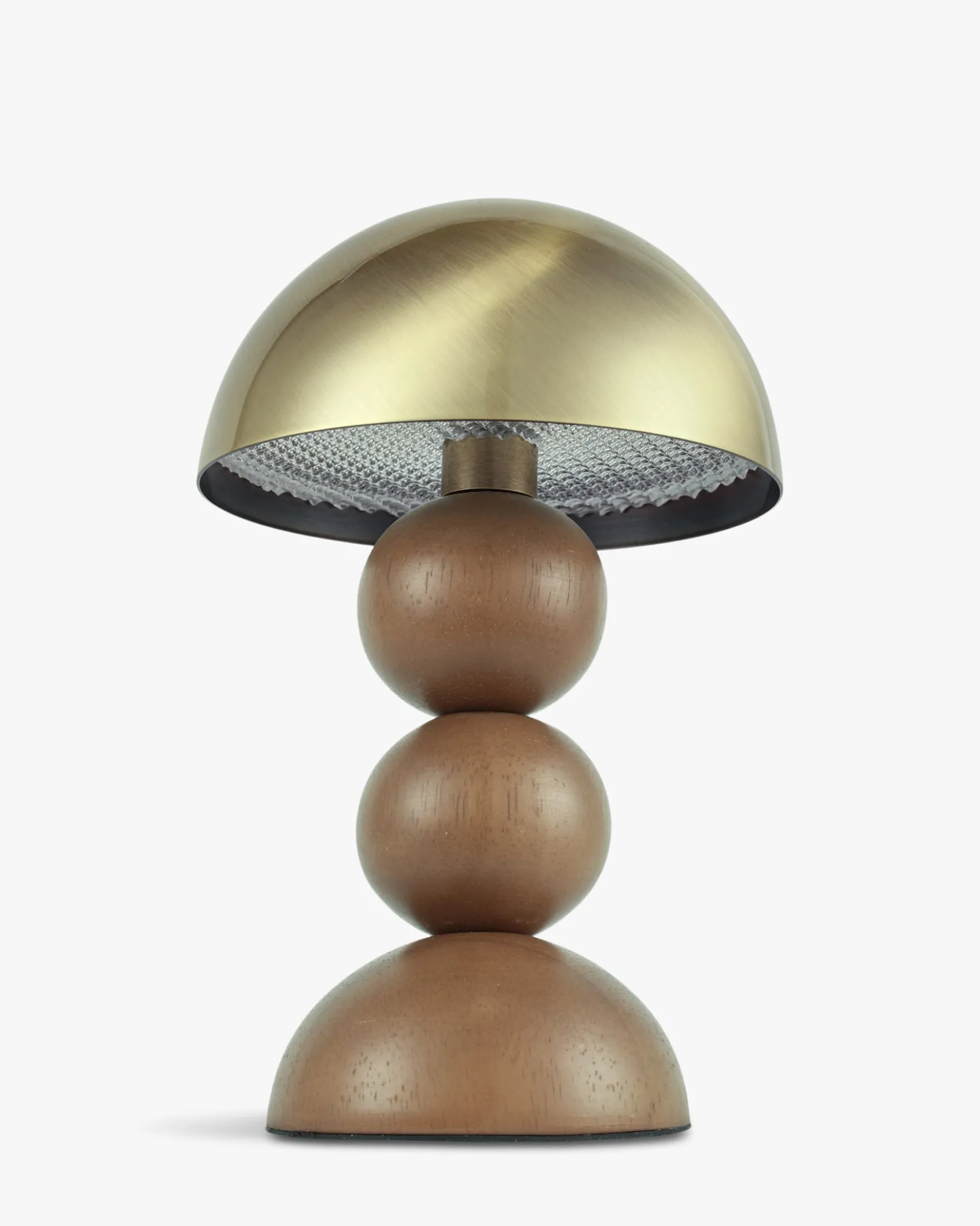 Lampe de table indoor/outdoor, Laiton brossé & bois noyer, H20 Gigi