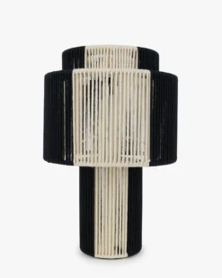 Lampe de table, Jute Noire & blanche, H38 Sumba