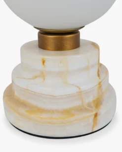 Lampe de table, Marbre rose & Verre blanc, H20,5 Lunaris