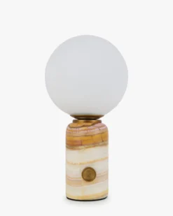 Lampe de table, Marbre rose & Verre blanc, H23 Selene