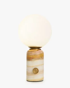Lampe de table, Marbre rose & Verre blanc, H23 Selene