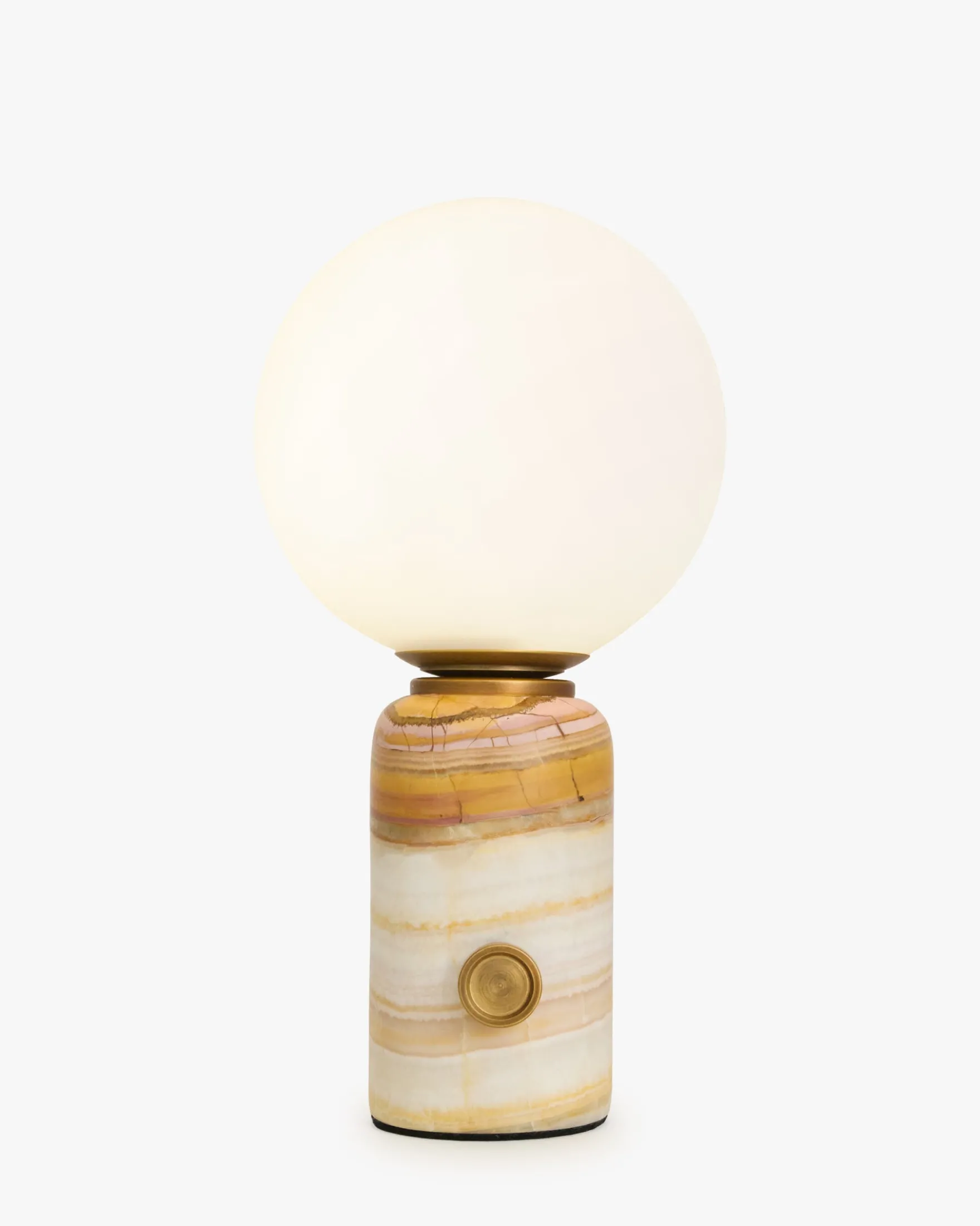 Lampe de table, Marbre rose & Verre blanc, H23 Selene