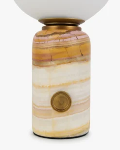 Lampe de table, Marbre rose & Verre blanc, H23 Selene