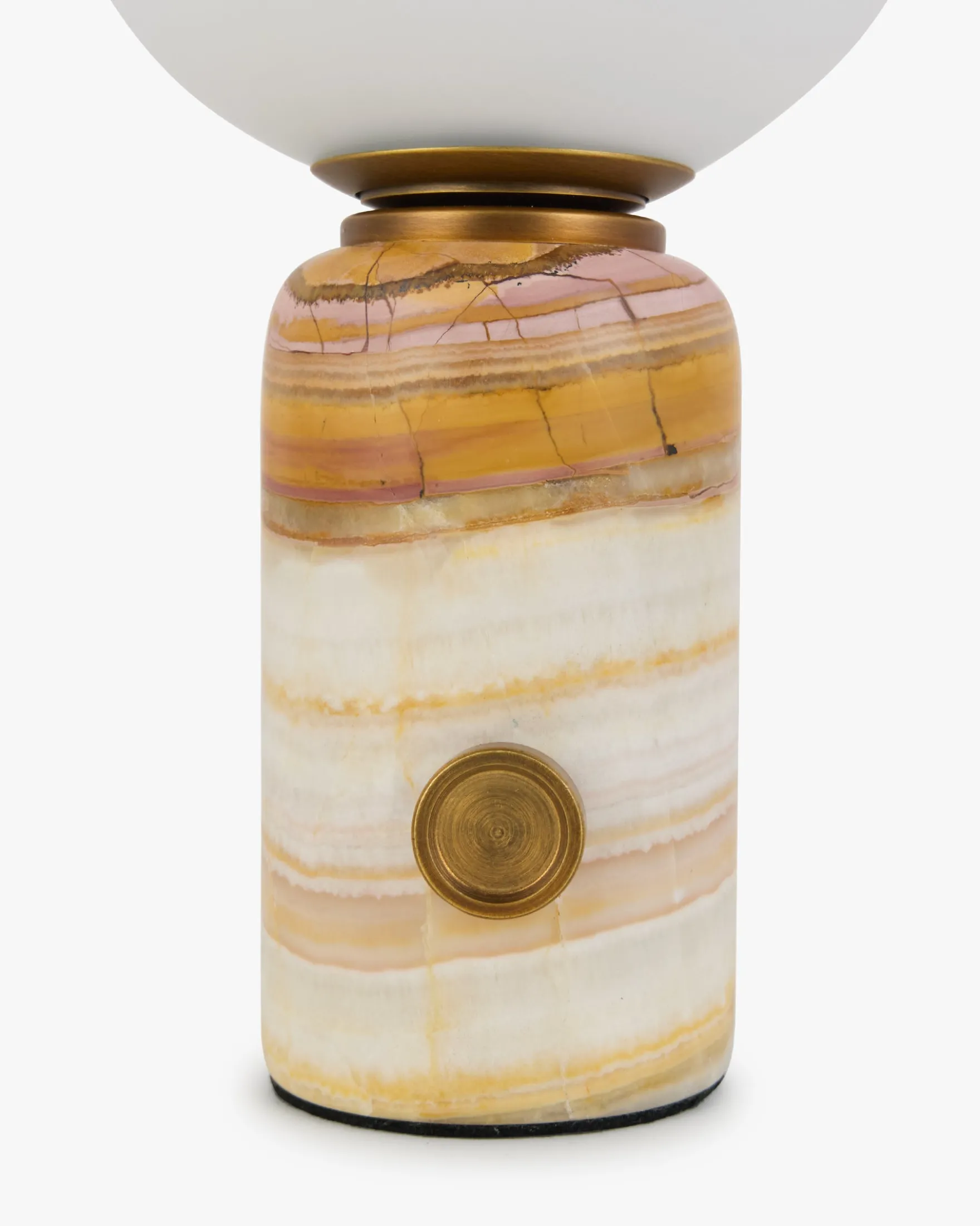 Lampe de table, Marbre rose & Verre blanc, H23 Selene