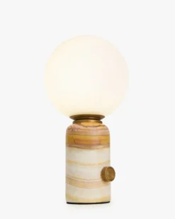 Lampe de table, Marbre rose & Verre blanc, H23 Selene