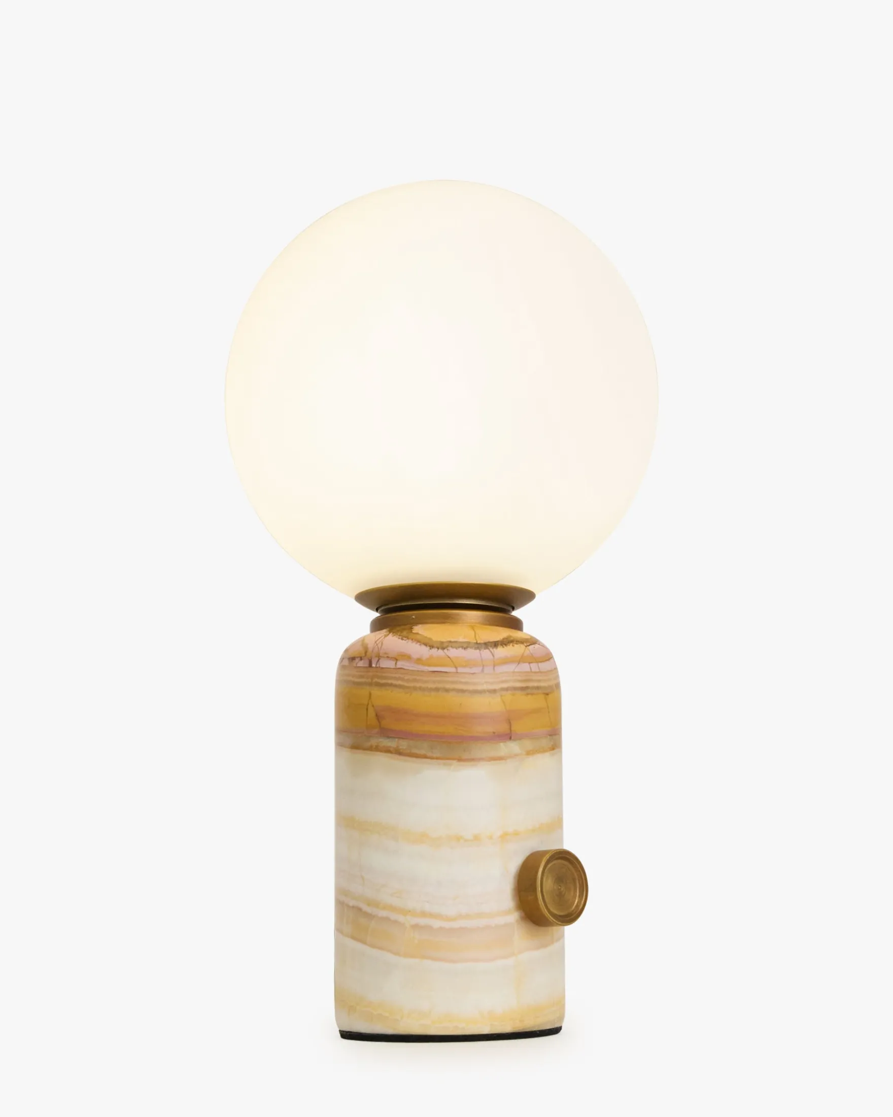 Lampe de table, Marbre rose & Verre blanc, H23 Selene