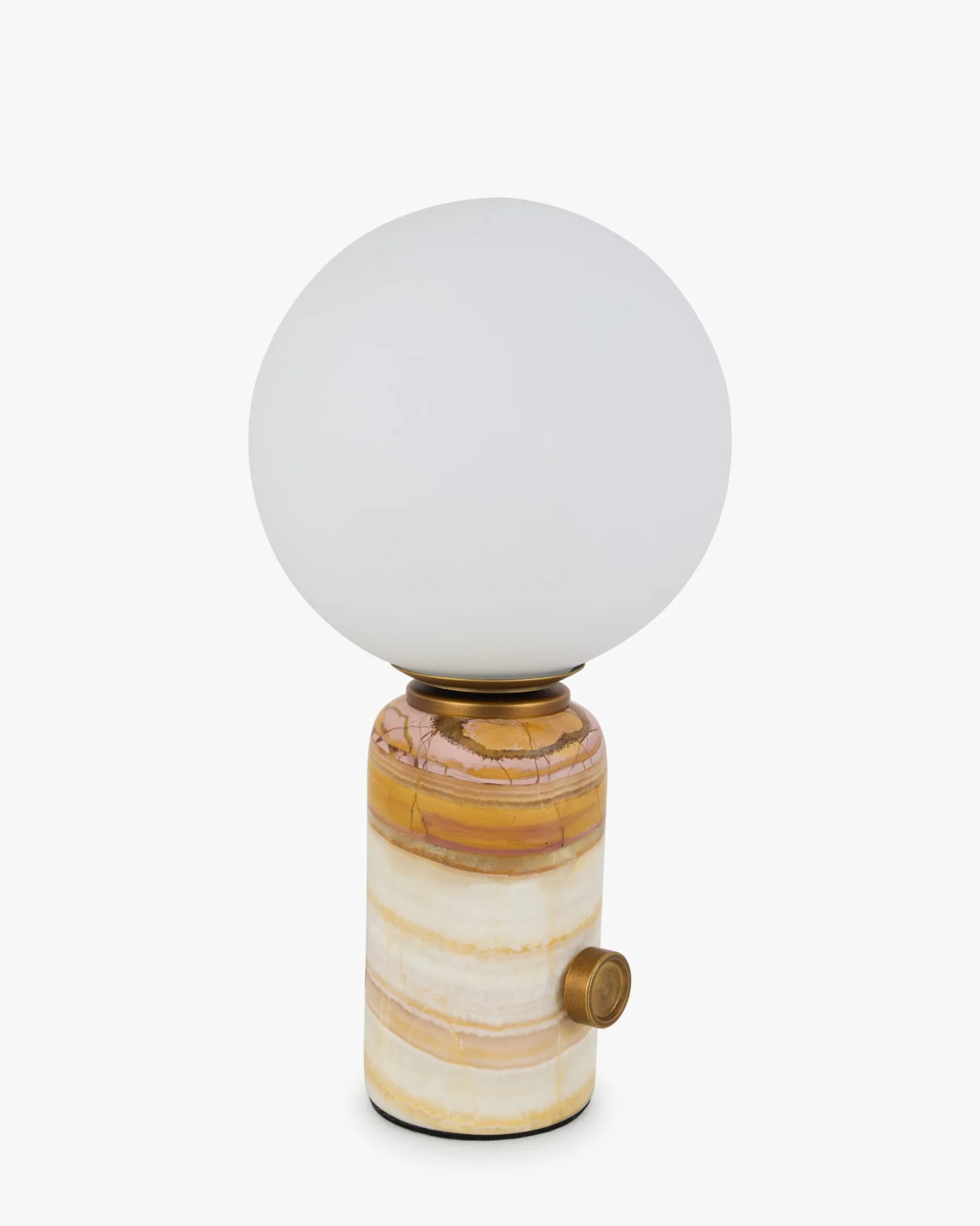 Lampe de table, Marbre rose & Verre blanc, H23 Selene