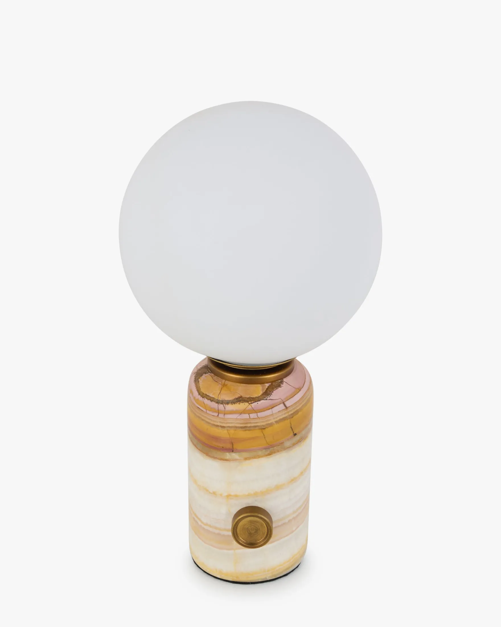 Lampe de table, Marbre rose & Verre blanc, H23 Selene