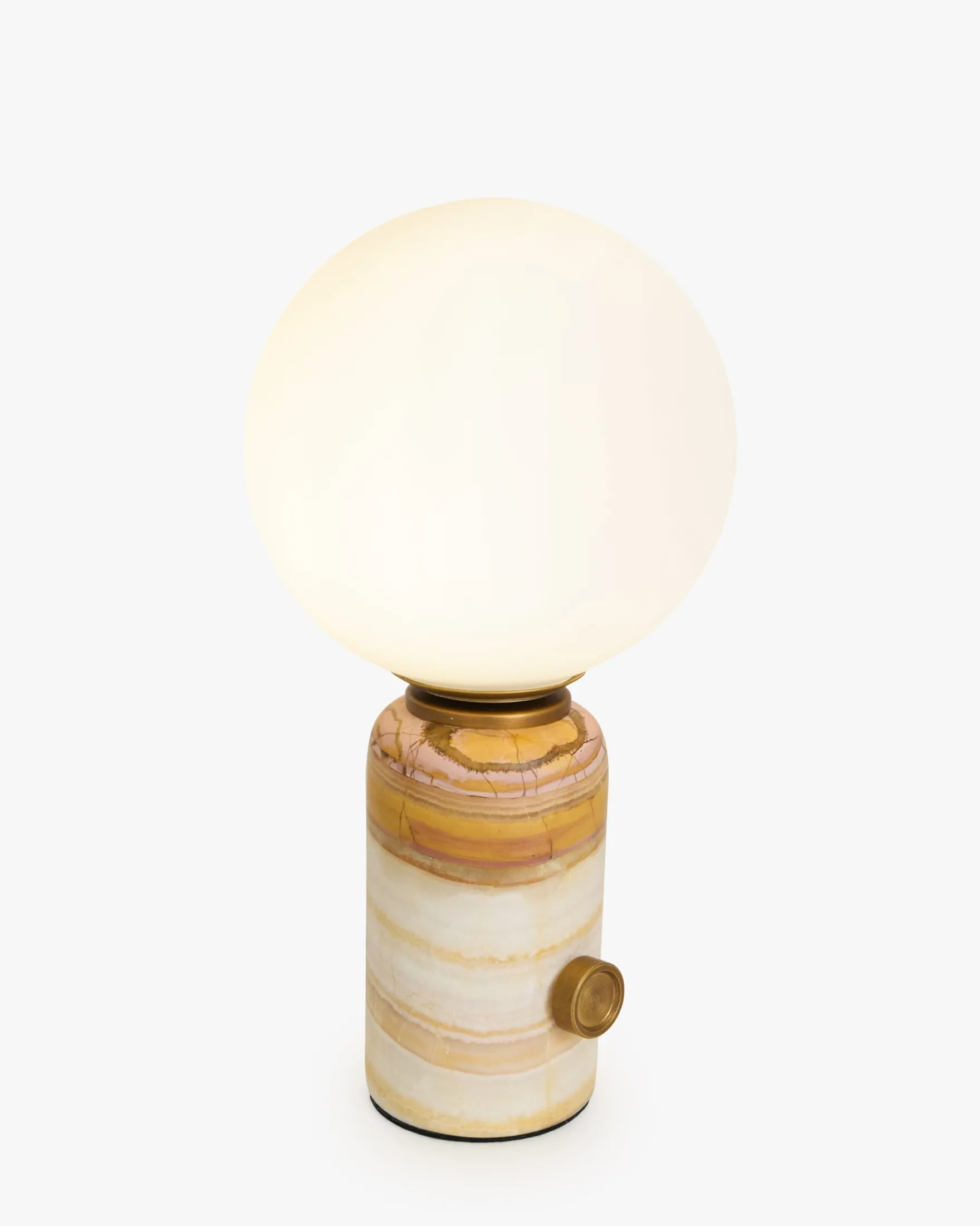 Lampe de table, Marbre rose & Verre blanc, H23 Selene