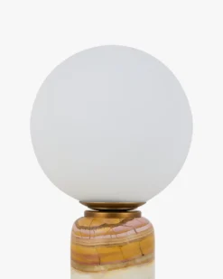 Lampe de table, Marbre rose & Verre blanc, H23 Selene