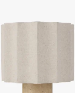 Lampe de table, Travertin blanc cassé & Lin, H27.5 Bridget