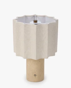 Lampe de table, Travertin blanc cassé & Lin, H27.5 Bridget