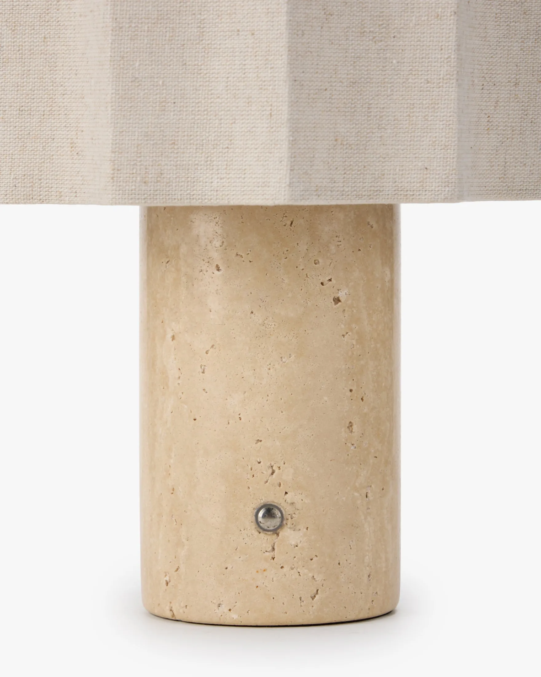 Lampe de table, Travertin blanc cassé & Lin, H27.5 Bridget