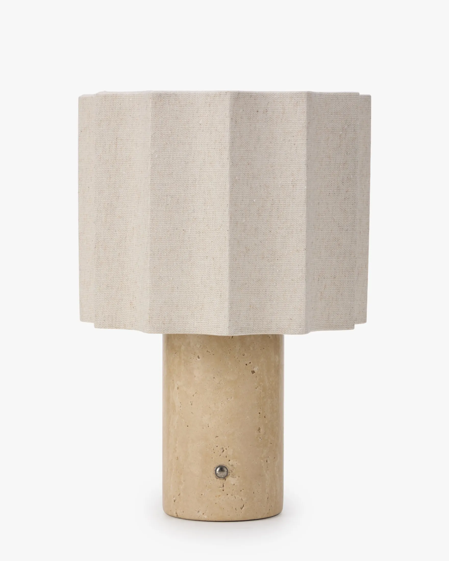 Lampe de table, Travertin blanc cassé & Lin, H27.5 Bridget