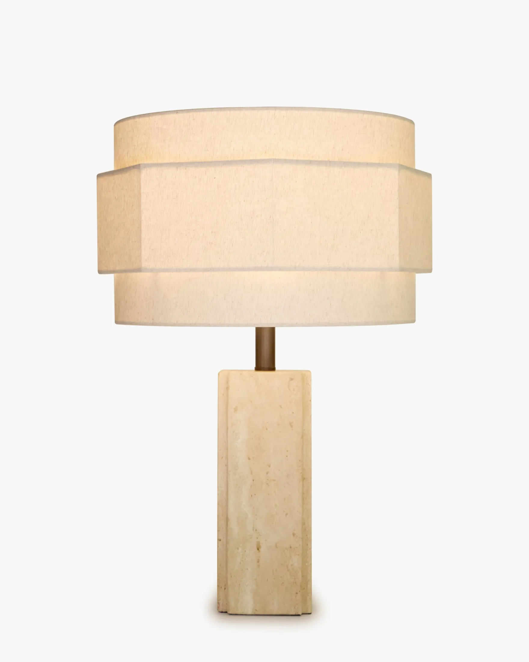 Lampe de table, Travertin blanc cassé & Lin, H53.5 Mindy