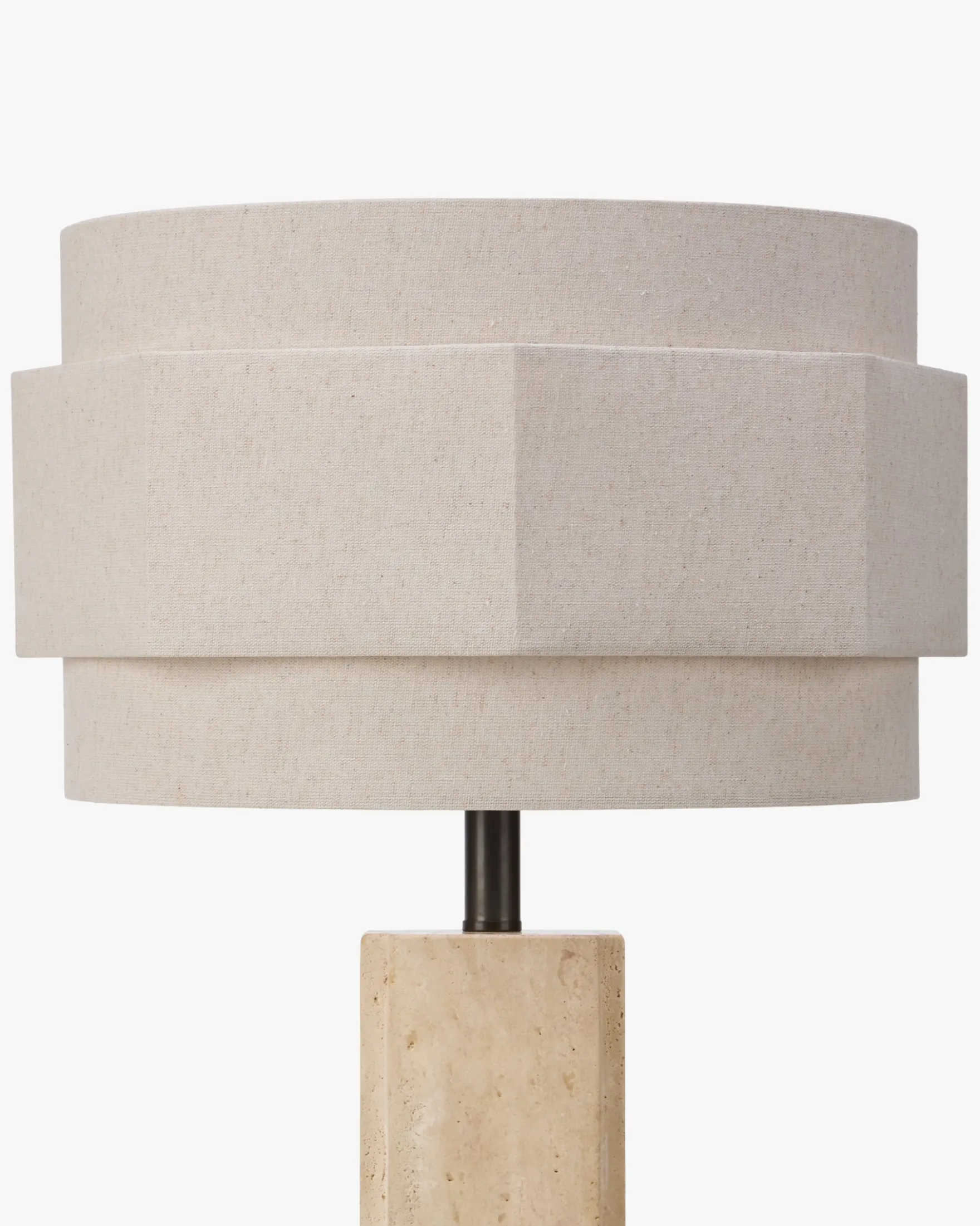 Lampe de table, Travertin blanc cassé & Lin, H53.5 Mindy