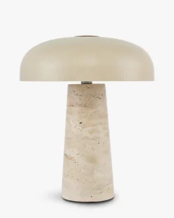Lampe de table, Travertin & Métal beige, H31,5 Amanita