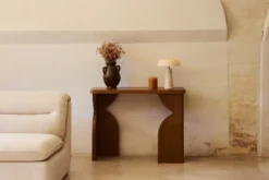 Lampe de table, Travertin & Métal beige, H31,5 Amanita