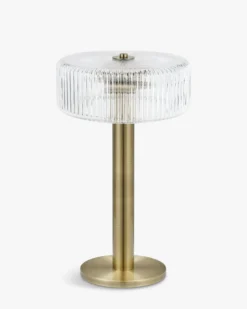 Lampe de table, Verre strié & métal doré, H51 Charlton