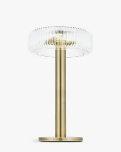 Lampe de table, Verre strié & métal doré, H51 Charlton