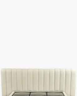 Lit 180x200, Blanc avoine bouclé & bois blond Snow