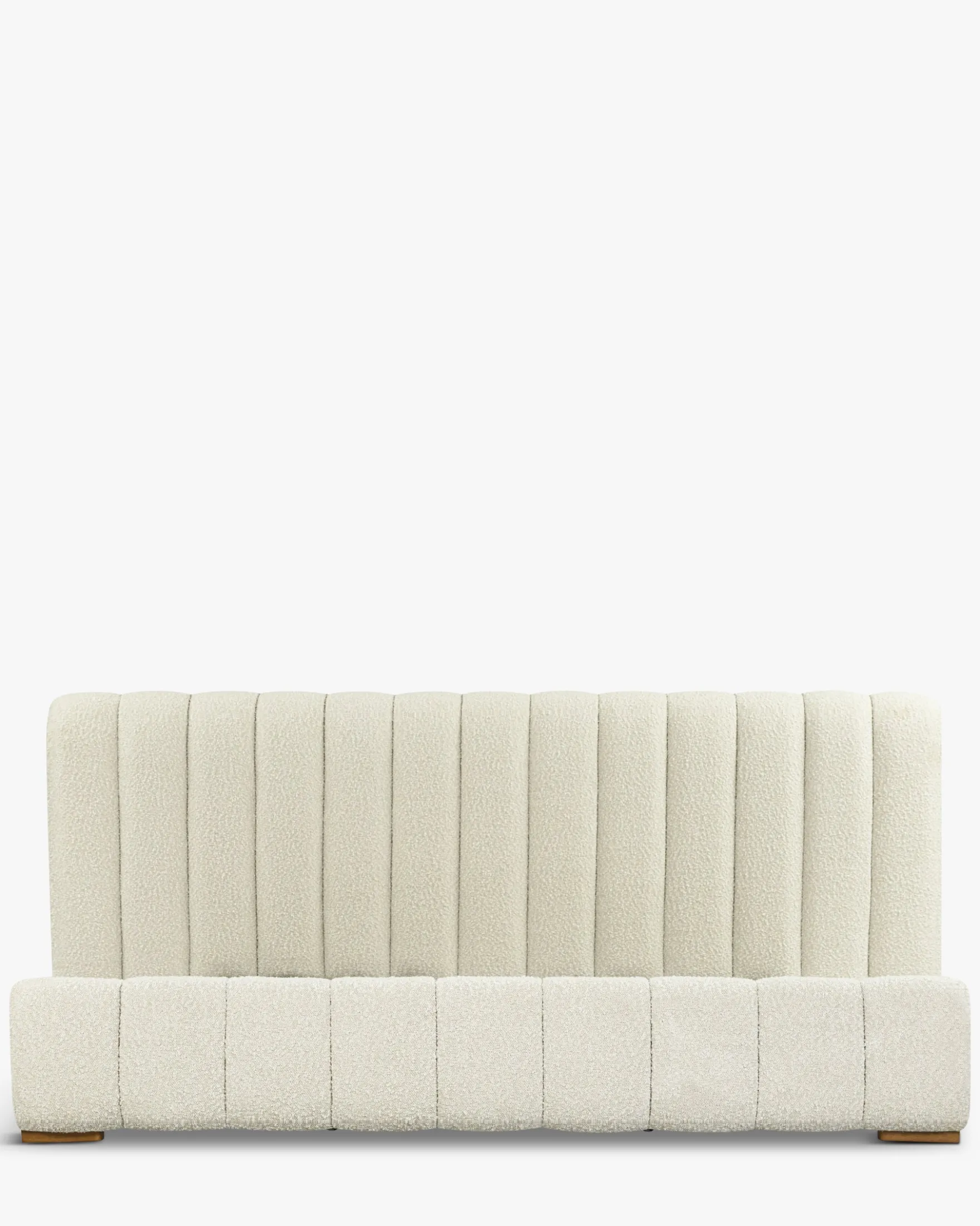 Lit 160x200, Blanc avoine bouclé & bois blond Snowy