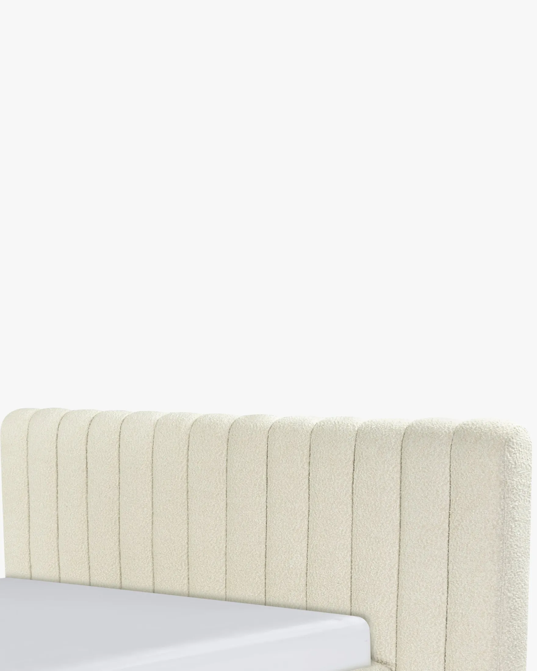 Lit 160x200, Blanc avoine bouclé & bois blond Snowy