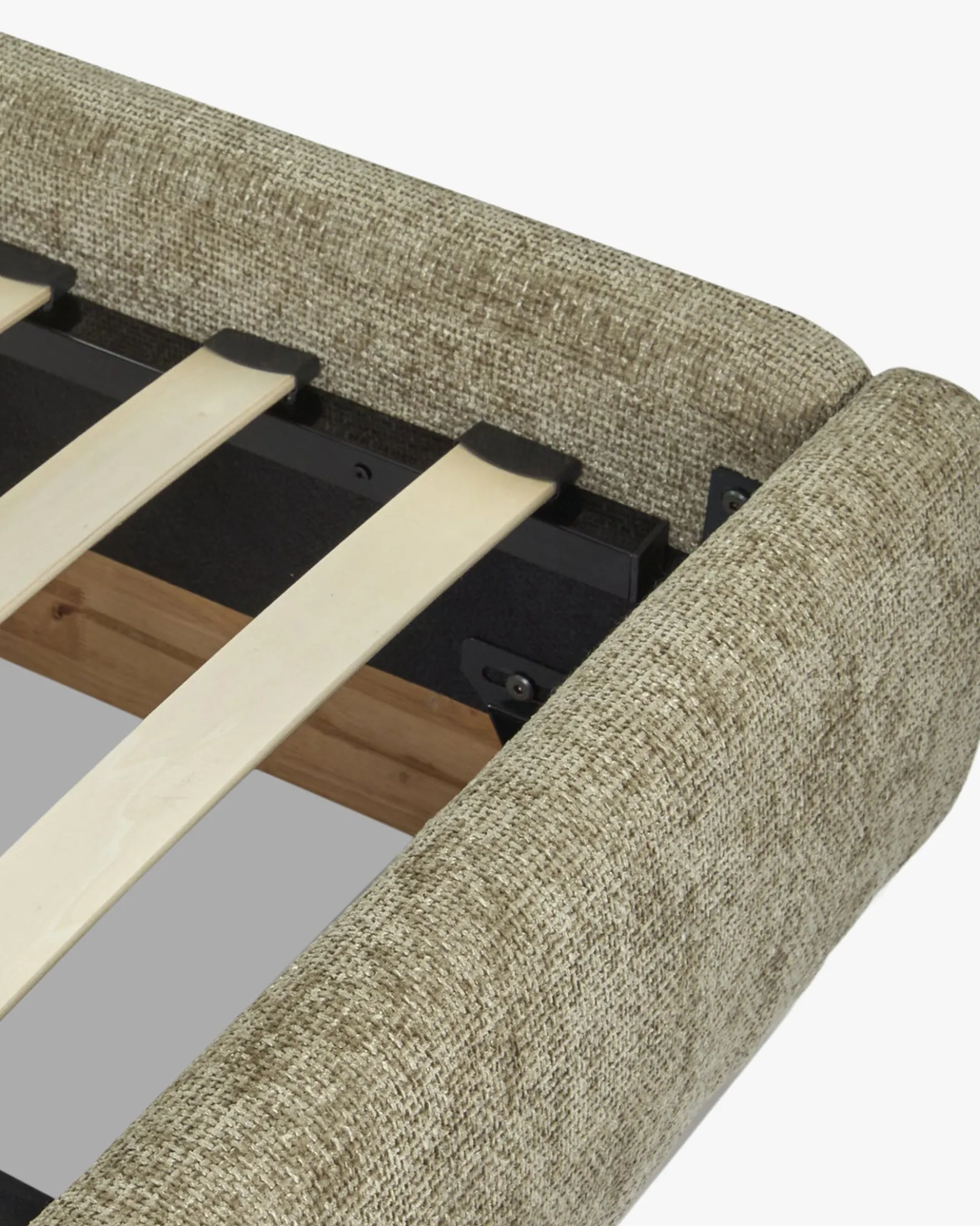 Lit 160x200, Tweed taupe & bois blond Bolton