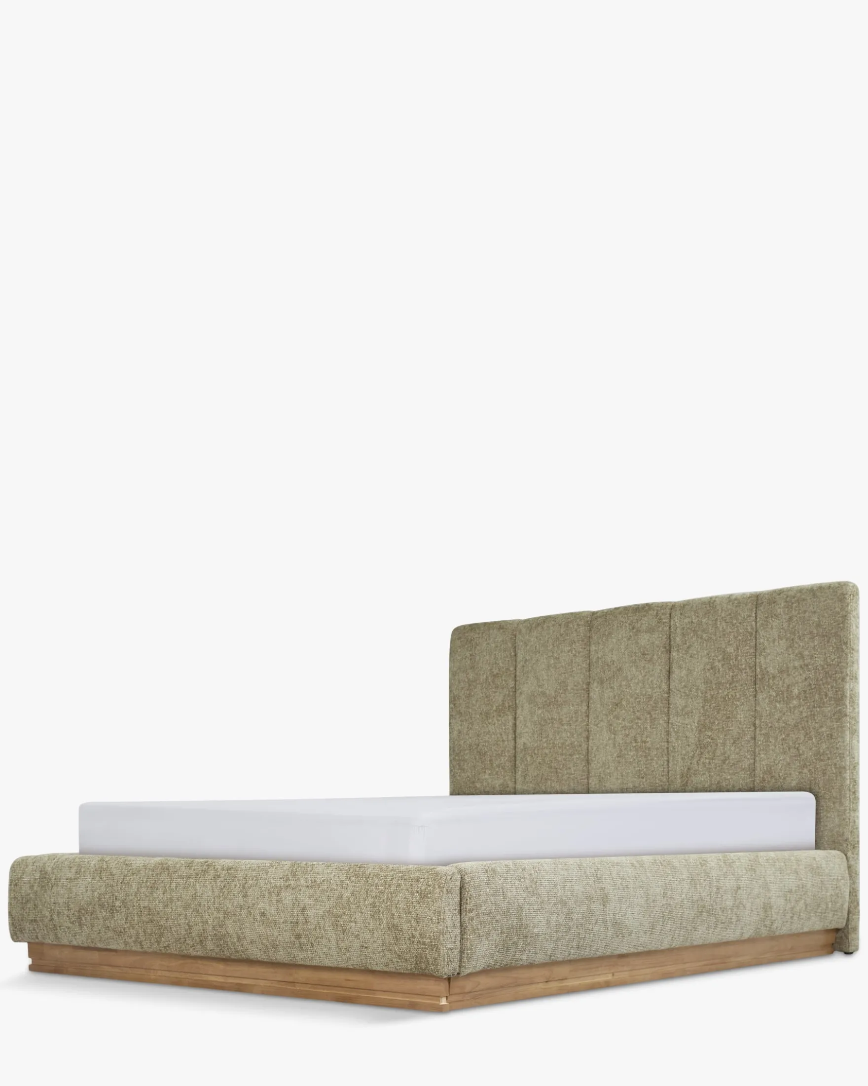 Lit 160x200, Tweed taupe & bois blond Bolton